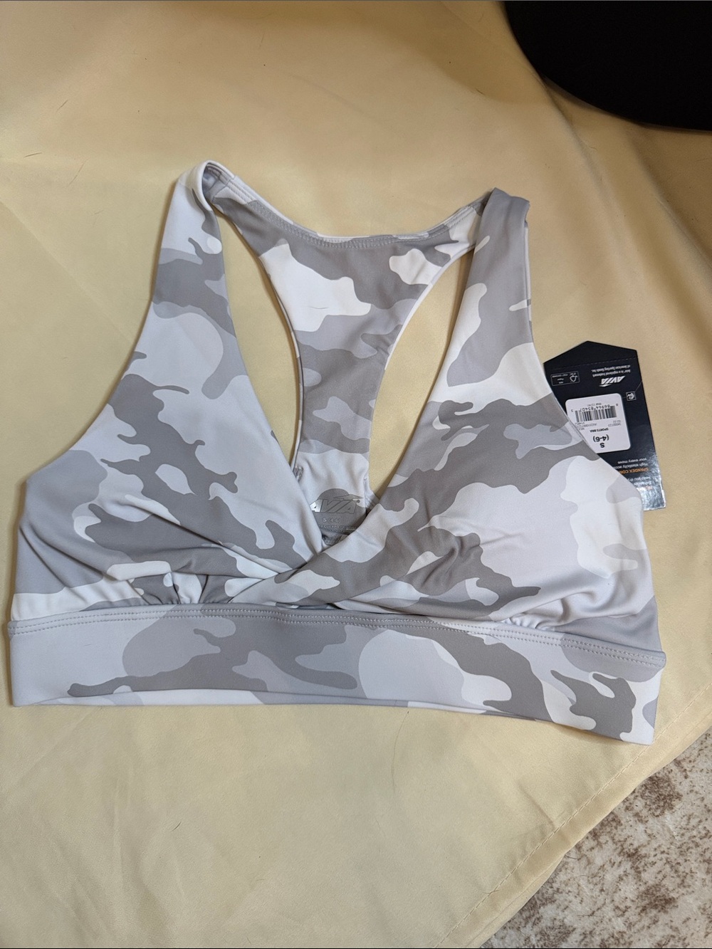 Avia Gray & White Camo Racerback Sports Bra